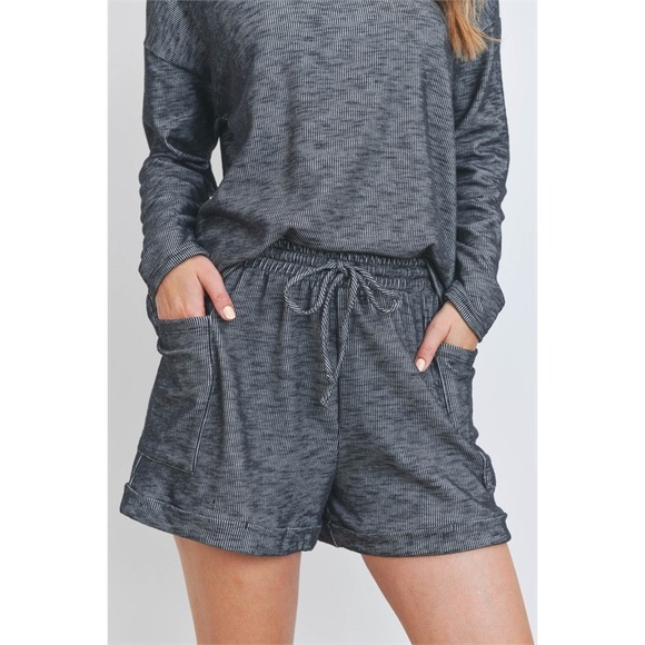 Cotten Blend Winter Pajama shorts set charcoal made in USA - Picture 8 of 8